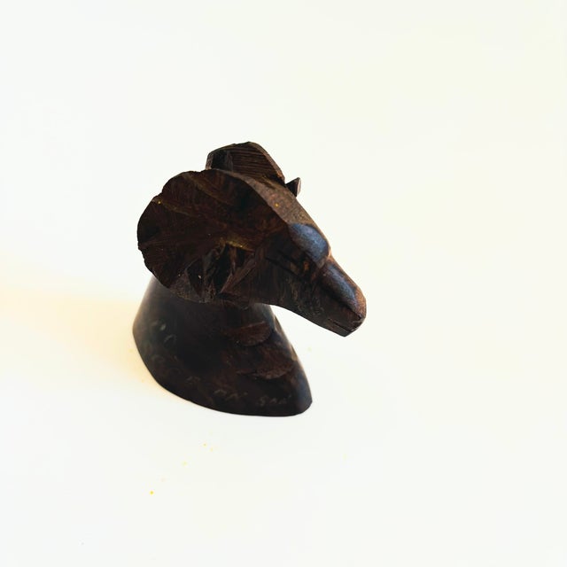 Rustic Carved Ironwood Ram Bud Vase For Sale - Image 3 of 10