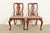 An outstanding pair of Queen Anne or Georgian style side chairs or dining chairs By Henkel Harris USA, Circa 1980s Solid...