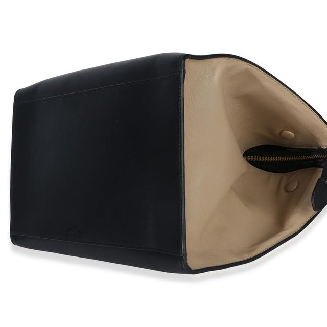 Animal Skin Blue Black Cream Suede Grained Calfskin Small Trapeze Bag For Sale - Image 7 of 9