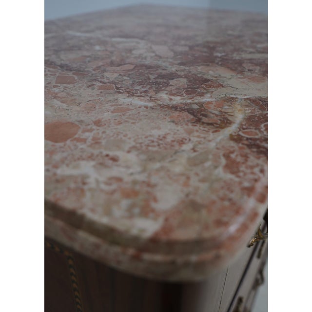 Vintage French Style Inlaid Marble Top Lingerie Chest For Sale - Image 14 of 15