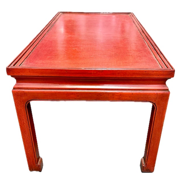 Vintage Red Chinoiserie Style Coffee Table For Sale - Image 4 of 10