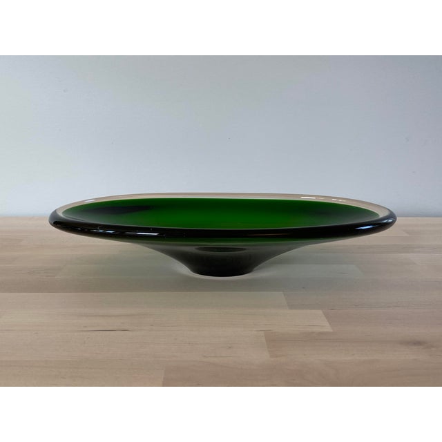 Glass Early 1950s Oval Green Glass Sommerso Console Bowl Attributed to Erickson Glass For Sale - Image 7 of 11