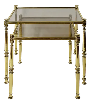 Mid-Century Brass and Glass Nesting Tables, 1970s, Set of 2