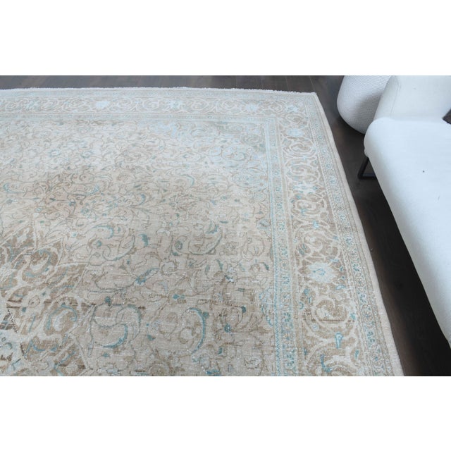 1970s 1970s Vintage Persian Handmade Wool Cotton Light Beige Area Rug For Sale - Image 5 of 11
