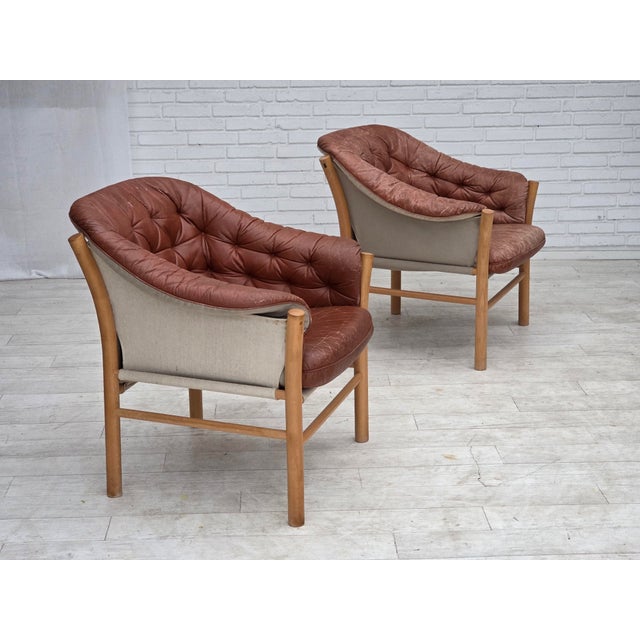 Mid-Century Modern Swedish Model G7 Pedro Leather Armchair by Gunnar Kentemo, 1970s For Sale - Image 3 of 18