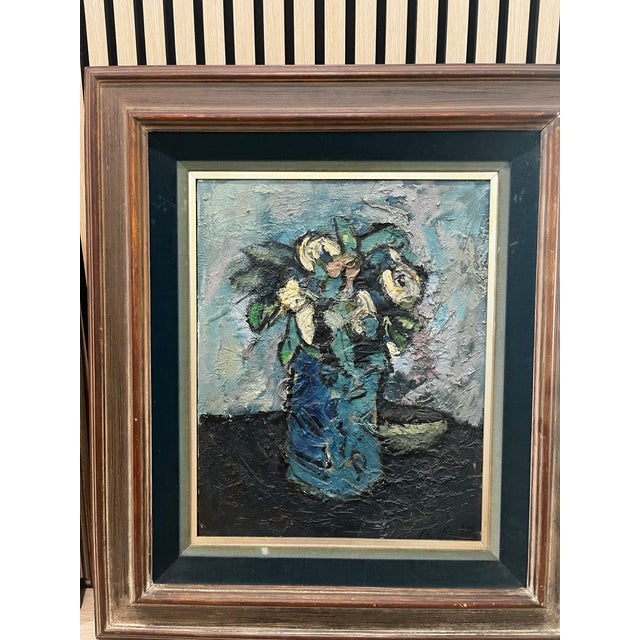 Modern Mid 20th Century An Original, Highly Textured Modernist Floral Still Life - Signed For Sale - Image 3 of 10