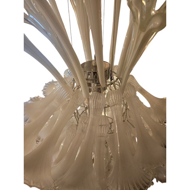 Vintage Hand -Blown Frosted Glass Art Chandlier For Sale - Image 11 of 12