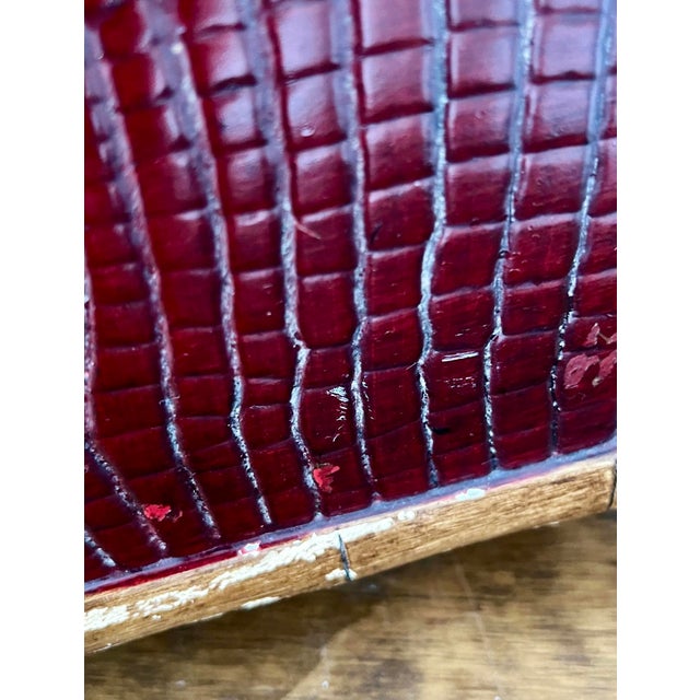 Vintage Faux Crocodile Trunk Box, Brass Studded With Bamboo-Style Feet, 1970s For Sale - Image 13 of 17