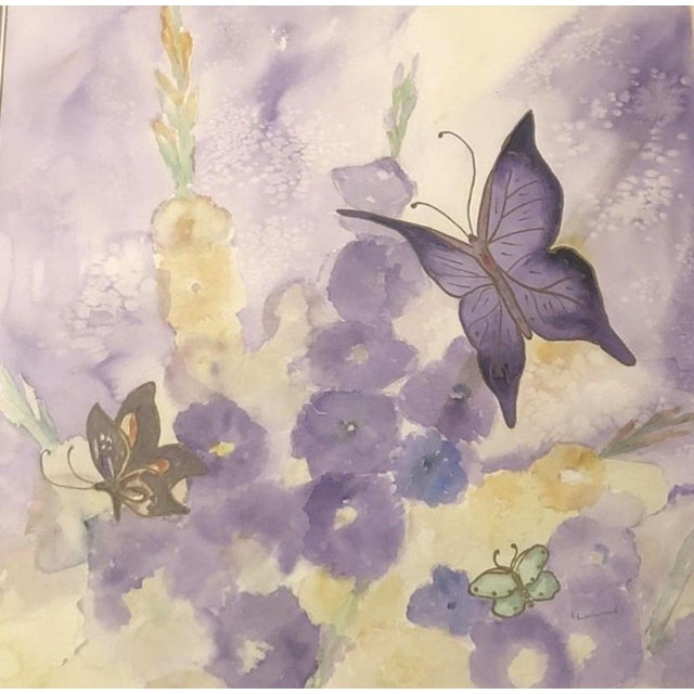 Traditional 1980s Large Framed Original Watercolor Painting "Papillion" by Eleanor Eastwood For Sale - Image 3 of 11