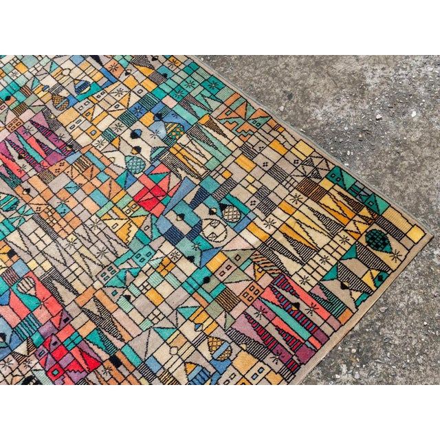 Textile German Pop Art Blue and Green Wool Rug from Vorwerk, 1960s For Sale - Image 7 of 13