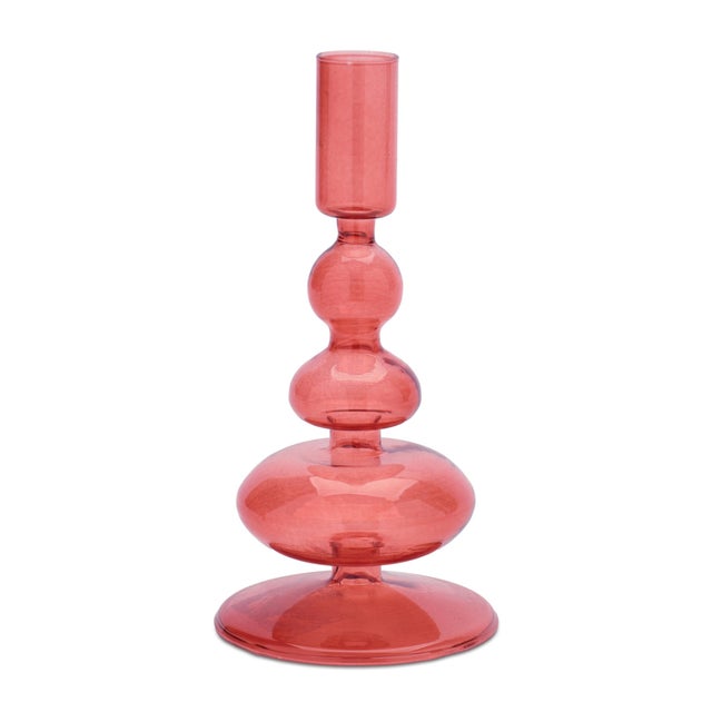 Kenneth Ludwig Chicago Multicolored Glass Taper Candle Holder (Set of 3) For Sale - Image 4 of 5