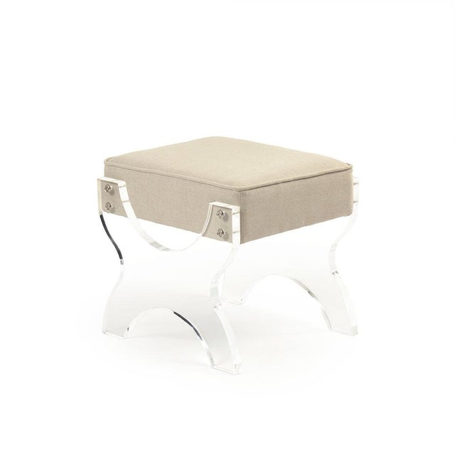 The Melodie Stool from Zentique is a modern vanity stool with a natural linen seat on a clear acrylic base. The petite...
