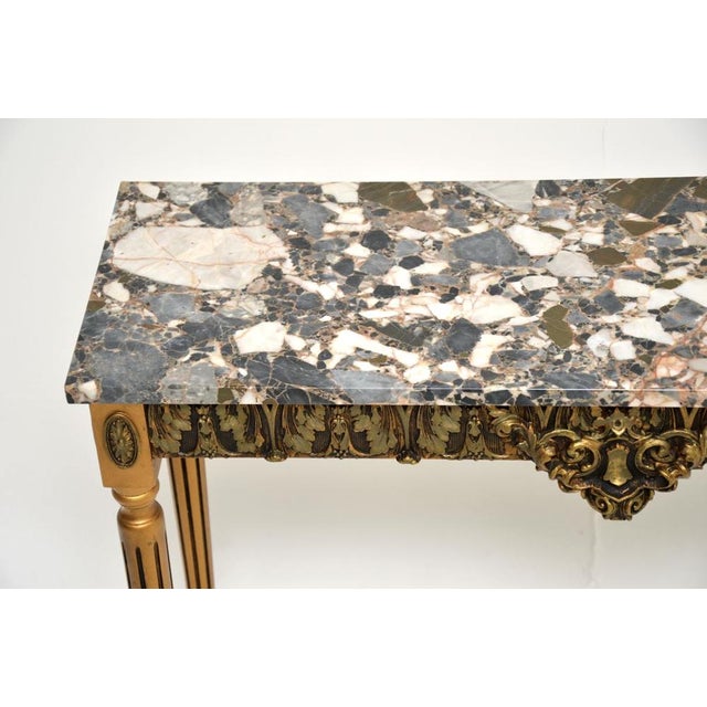 Vintage French Console Table in Gilt Wood with Marble Top, 1930 For Sale - Image 4 of 8