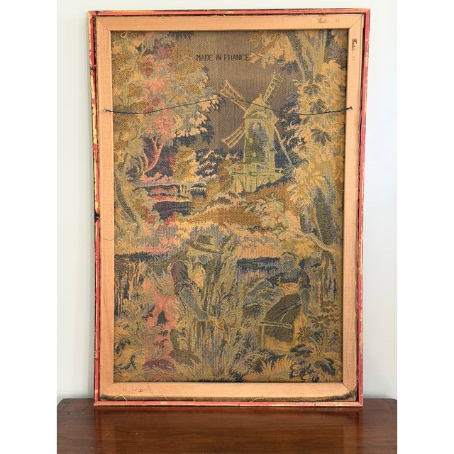 1960s Vintage French Pastoral Jacquard Tapestry in Giltwood Frame For Sale - Image 5 of 7