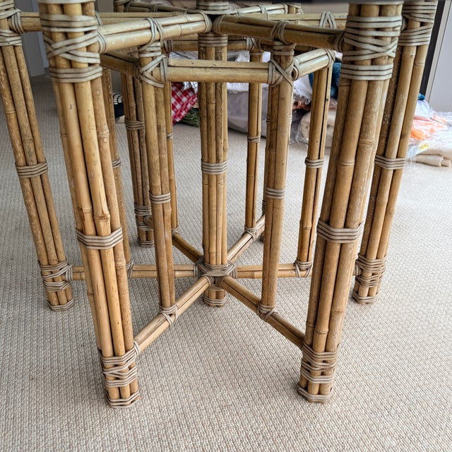 Tan Hexagonal McGuire Dining Table For Sale - Image 8 of 10