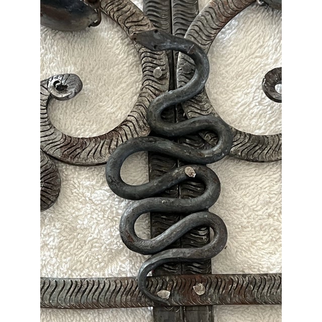 Vintage Guadalupe Hermosillo Escobar of Chiapas Hand Forge Rooftop Wrought Iron Cross For Sale - Image 11 of 12