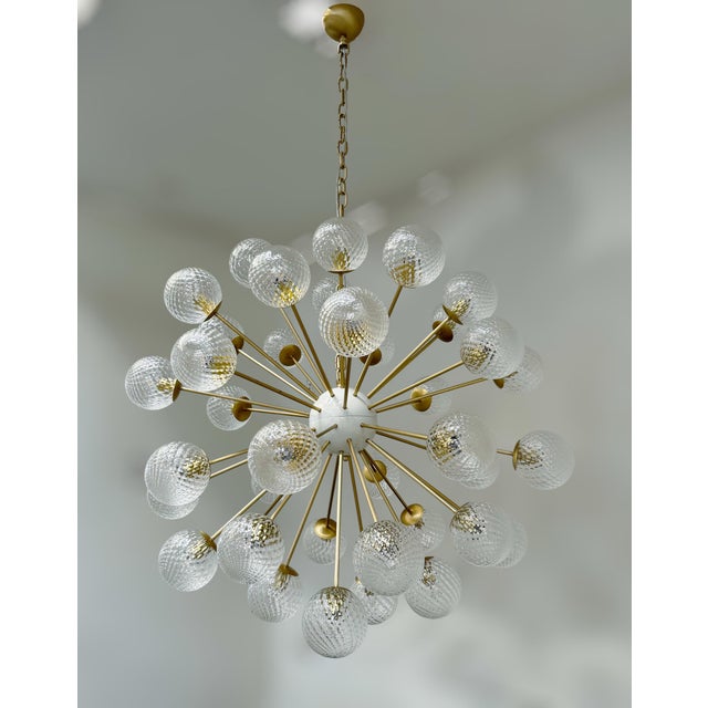 Not Yet Made - Made To Order 21st Century Nova Satin Brass Clear Balloton Murano Sputnik Chandelier by Fabio LTD For Sale - Image 5 of 9