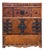 Asian Pattern Brown Black Hardware Drawers Accent Storage Cabinet For Sale