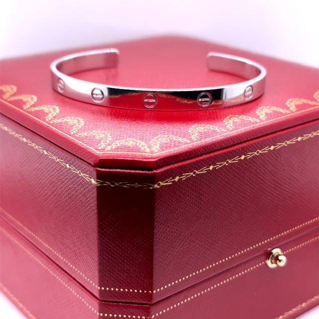 Cartier 18ct White Gold Love Cuff Bracelet 27.7g For Sale - Image 14 of 14