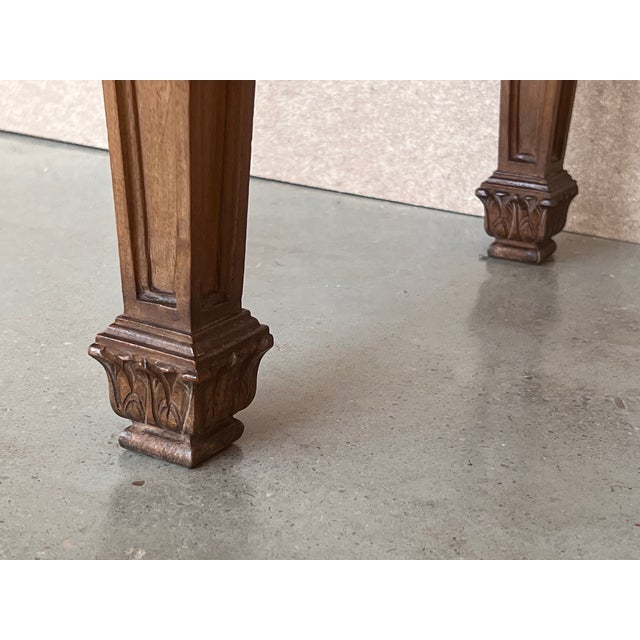 French Louis XVI Style Carved Oak Convertible Console or Dining Table For Sale - Image 12 of 13