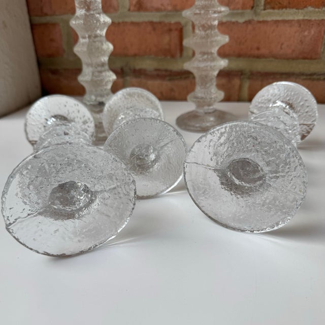 Vintage Textured Festivo Glass Candle Holders by Timo Sarpaneva for Iittala, Set of 5 For Sale In Chicago - Image 6 of 12