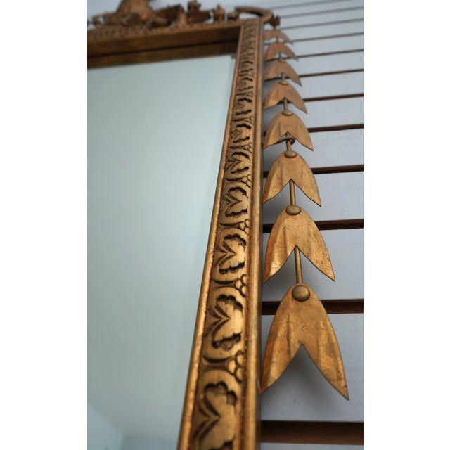 Gold Adam Design Toleware & Wood Frame Mirror For Sale - Image 8 of 11