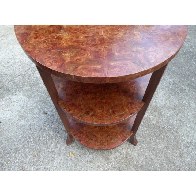 English Exquisite Oval Burl Side Tables - Set of 2 Rare Matching Side Tables For Sale - Image 3 of 4