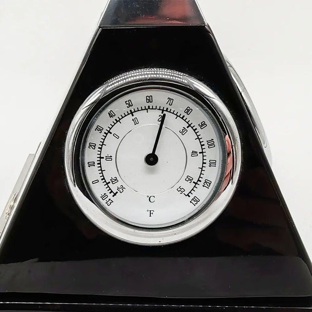 Metal Black Pyramide Table Clock by Gianfranco Ferrè, Italy, 1970s For Sale - Image 7 of 10