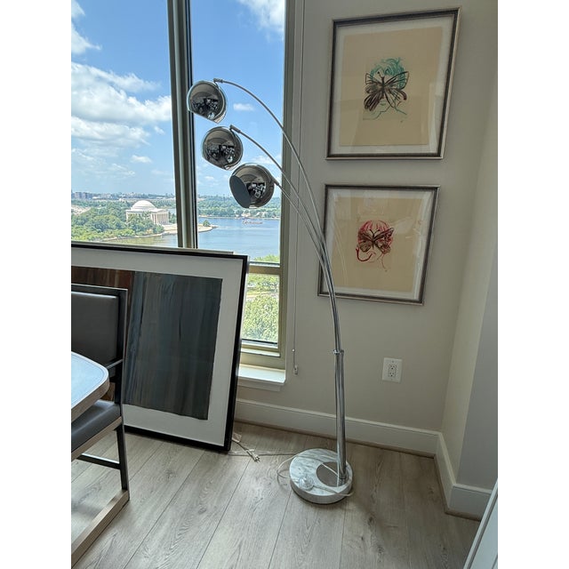 Stone Marble Base 3 Arm Arc Lamp For Sale - Image 7 of 8