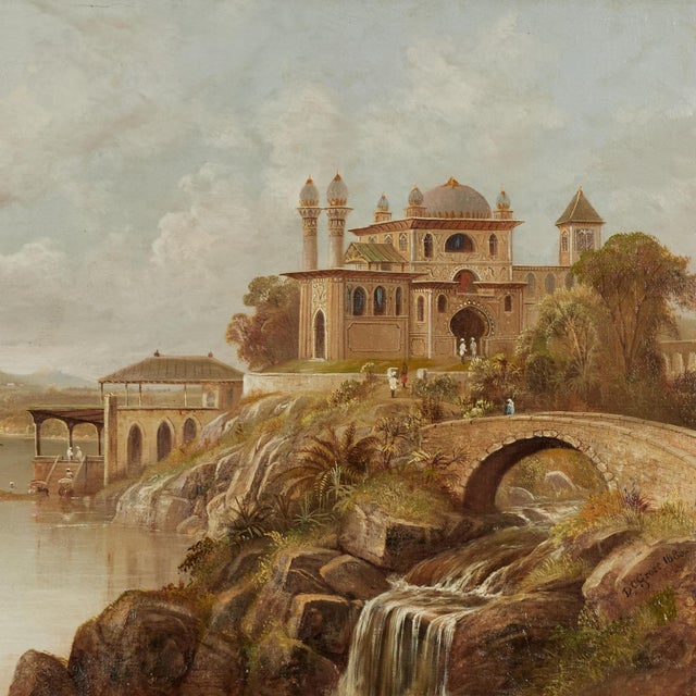 Antique Orientalist India Landscape Oil Painting by Daniel C. Grose For Sale In West Palm - Image 6 of 13