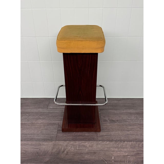 Wood Vintage Italian Wooden Bar Stool with Padded Seat, 1970s For Sale - Image 7 of 15