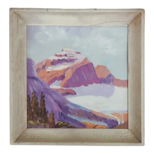 Small Vintage Mid 20th Century Montana Mountains Landscape Painting
