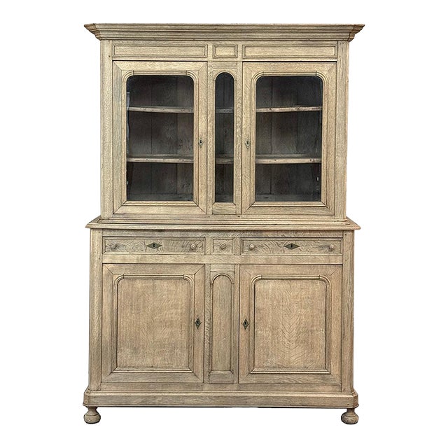 19th Century French Louis Philippe Period Bookcase ~ Bibliotheque in Stripped Oak For Sale