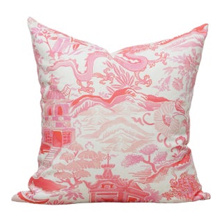 Gardens of Chinoise Pillow in Blossom Pink For Sale