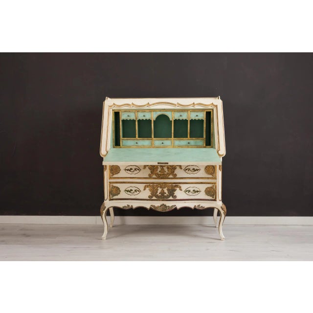 Hand-Painted and Gilded Secretaire, 1950s For Sale - Image 6 of 9