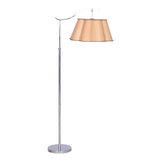 Czech Bauhaus Chrome Floor Lamp with Parchment Shade, 1920s For Sale