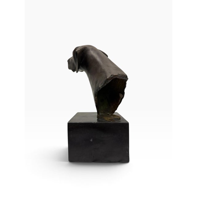Late 20th Century Late 20th Century Signed Milo (Miguel Lopez) Art Deco Bronze Weimaraner / Pointer Dog Bust Statue For Sale - Image 5 of 11