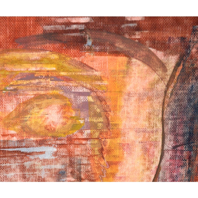 1980s Stone Faces Buddha - Abstract Portrait in Acrylic on Textured Paper by Stone Faces Buddha - Abstract Portrait in Acrylic on Textured Paper For Sale - Image 5 of 7
