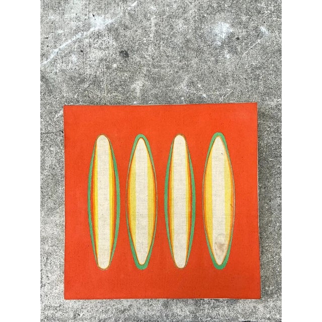 Vintage Geometric Abstract Painting on Canvas For Sale In West Palm - Image 6 of 12