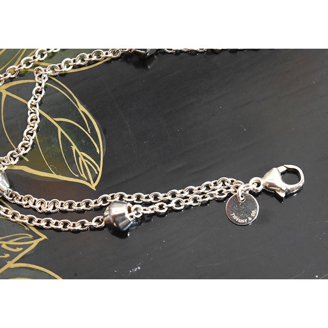 Contemporary Tiffany & Co. Sterling Silver 'Barrel Bead' Station Double Strand Bracelet 7" Retired For Sale - Image 3 of 14