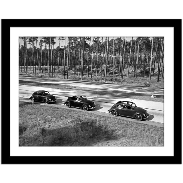 1930s Nolte, Three Models of the Volkswagen Beetle Driving, Germany, 1938/2021, Photograph For Sale - Image 5 of 5
