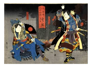 Utagawa Kunikazu, Kabukie: The Province of Rokuok, Original Woodcut, 1862