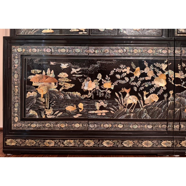 1960s Korean Mother of Pearl Inlay Cabinet Display For Sale - Image 4 of 14