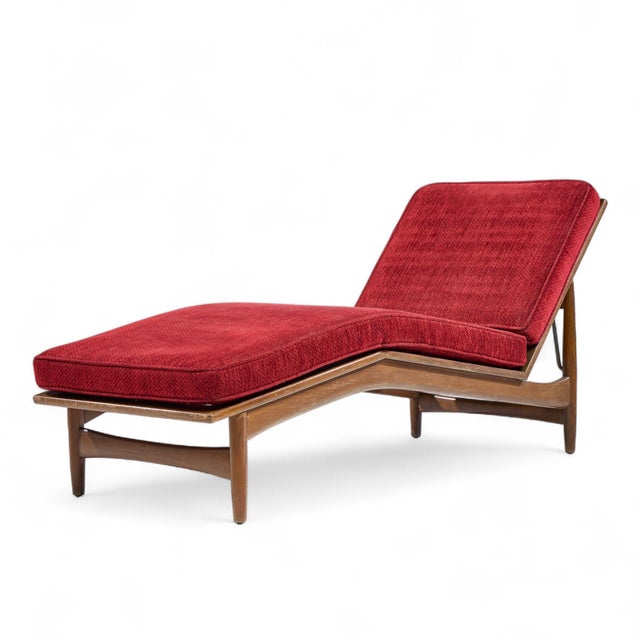 Mid-Century Modern Kofod Larsen for Selig Mid Century Walnut Chaise Lounge Chair For Sale - Image 3 of 12