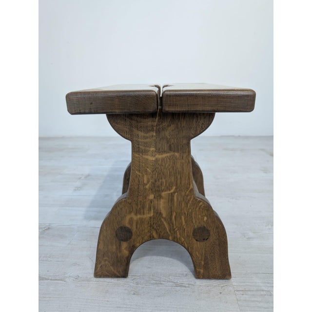 Brown Small Rustic Wood Stool, 1965 For Sale - Image 8 of 12