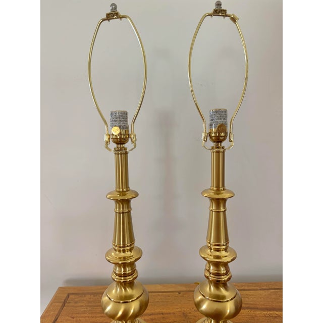 Metal Pair of 1990s Stiffel Brass Regency Style Baluster Table Lamps For Sale - Image 7 of 12