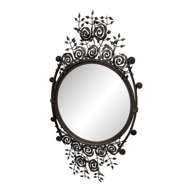 French Art Deco Wrought Iron Mirror For Sale