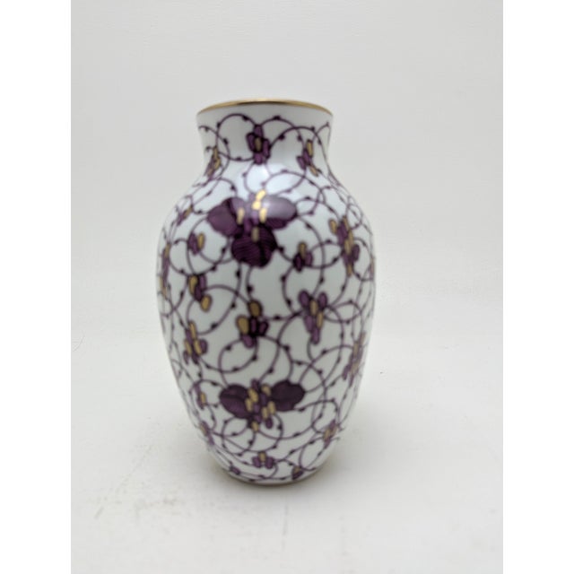 Art Nouveau vase by Adelbert Niemeyer, Germany, circa 1906. Made by KPM Nymphenburg. Porcelain, white, glazed, with a gold...