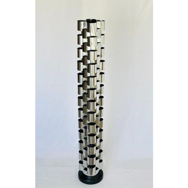 1970s Mid Century Modern Curtis Jere Polished Steel Floor Lamp For Sale - Image 9 of 13