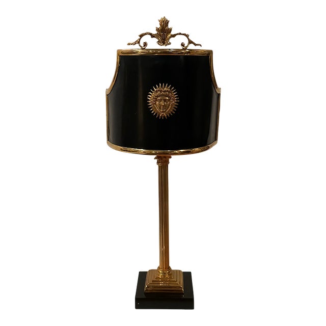Maison Jansen Gilt Bronze & Black Ebonized Table Lamp For Sale
